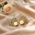 Cream Rose Triangle Dangler Earrings