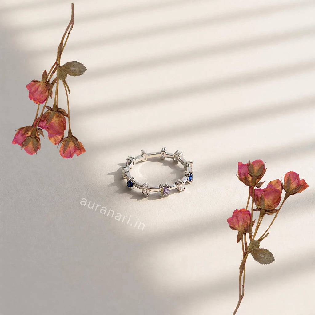 Rainbow Crystal Branch Ring (Free Size)
