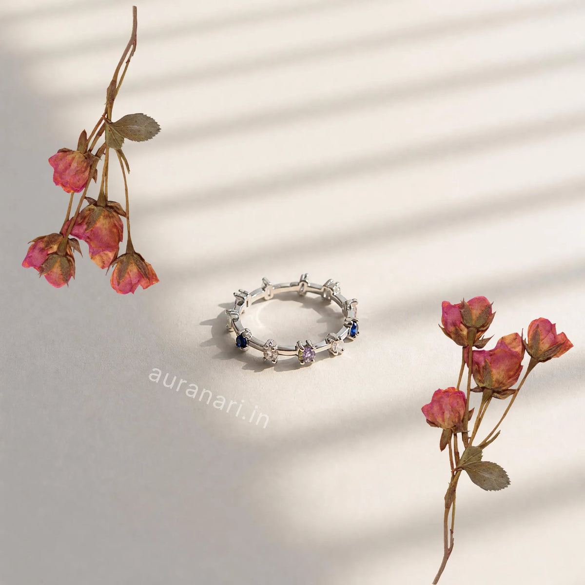 Rainbow Crystal Branch Ring (Free Size)