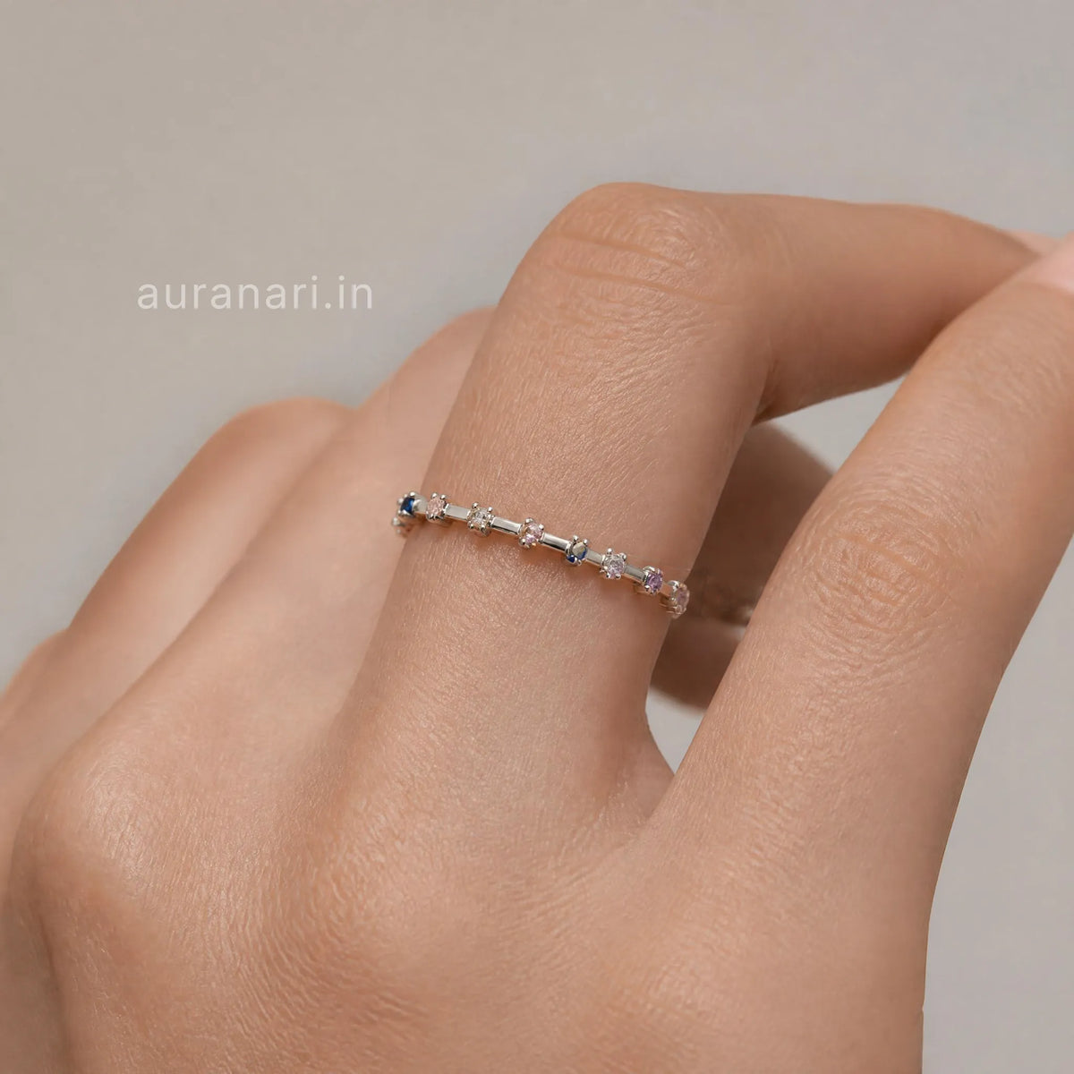 Rainbow Crystal Branch Ring (Free Size)