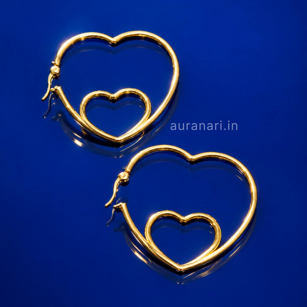 Romantic Large Heart Shaped Hoop Earrings