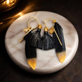 Trendy Black Feather Tassel Dangler Earrings