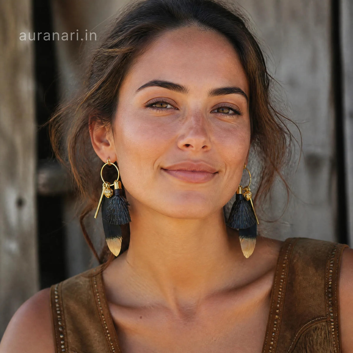 Trendy Black Feather Tassel Dangler Earrings