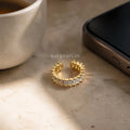 Sleek Geomatric Crystal Band Ring (Free Size)
