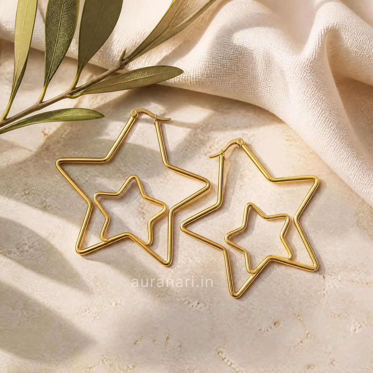 Trendy Geometric Star Shaped Hoop Earrings