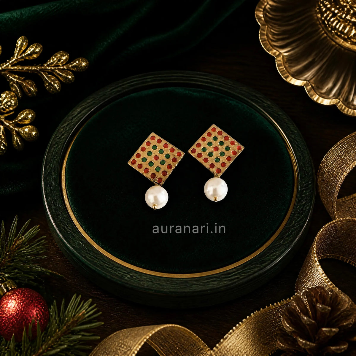 Elegant Pearl Drop Imitation Stones Stud Earrings