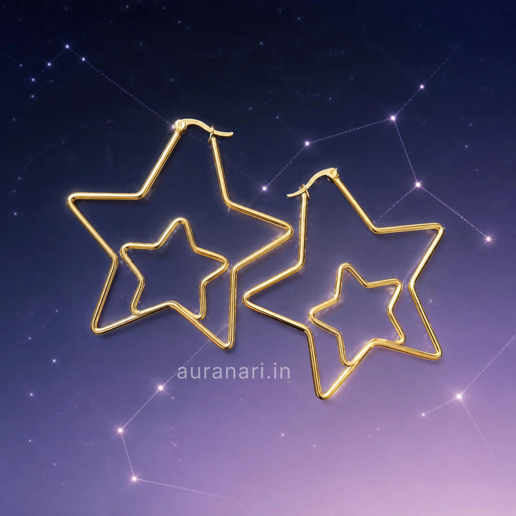 Trendy Geometric Star Shaped Hoop Earrings