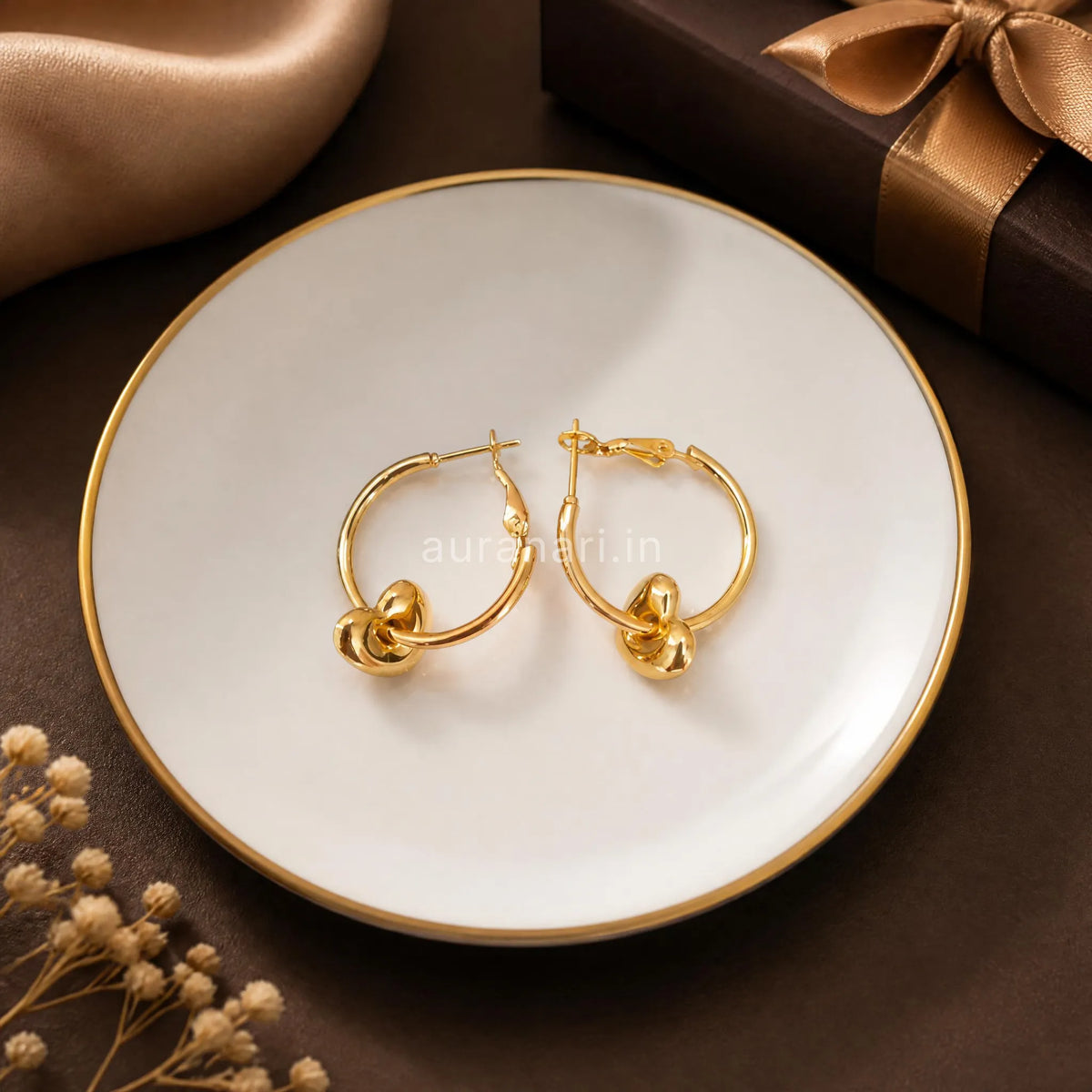 Abstract Geometric Heart Charm Hoop Earrings
