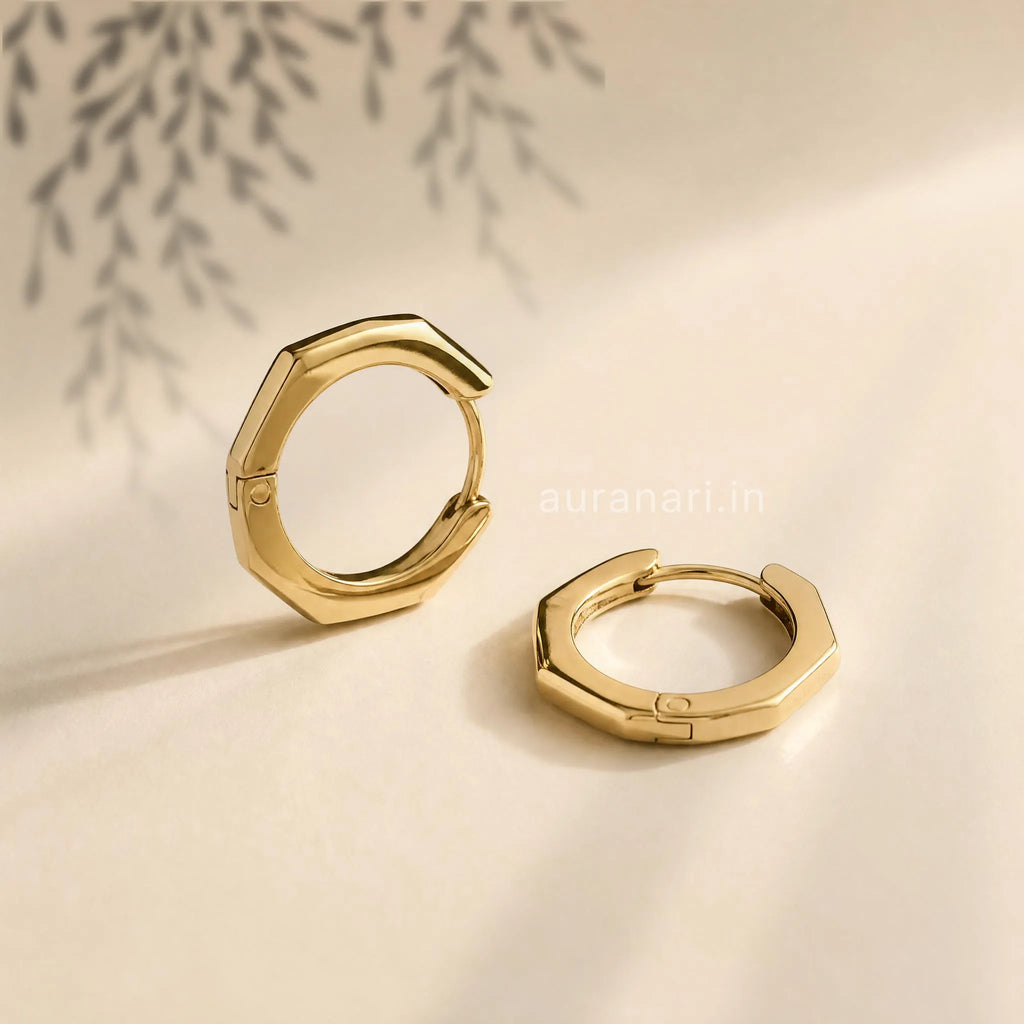 Minimalist Geometric Octagonal Hoop Earrings