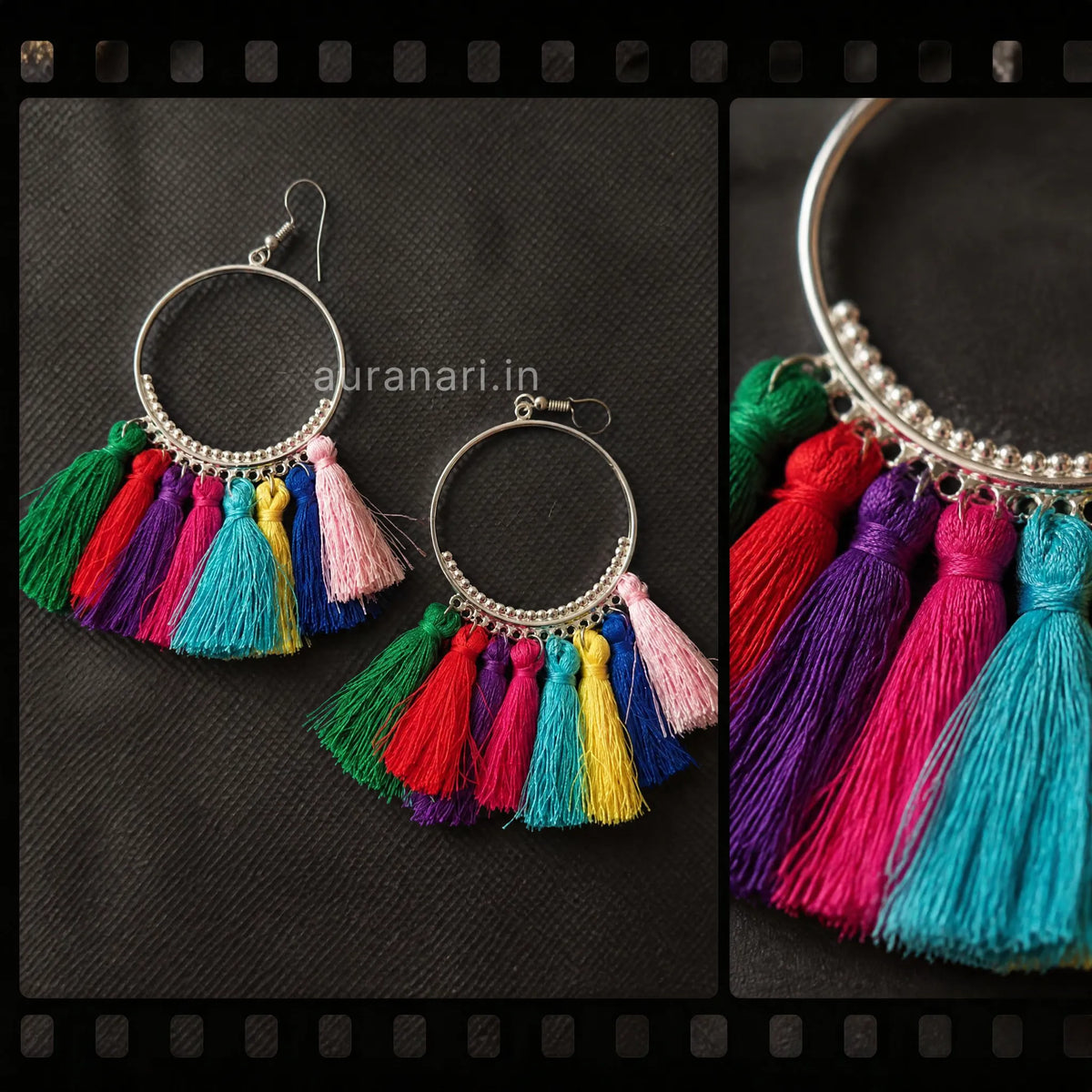 Multicolor Rainbow Tassel Dangler Earrings