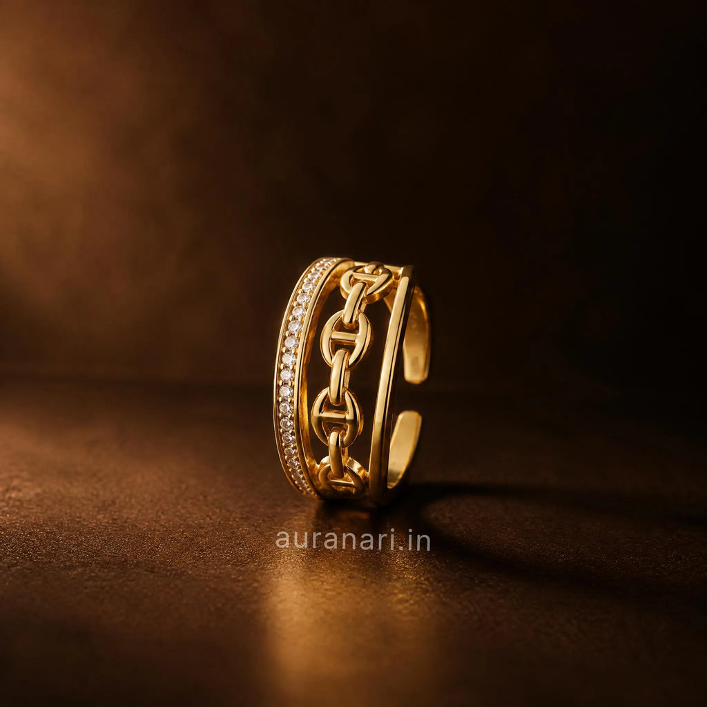 Triple-Layer Chain Link Ring (Free Size)