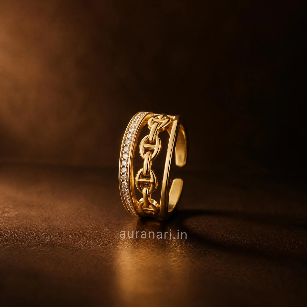 Triple-Layer Chain Link Ring (Free Size)