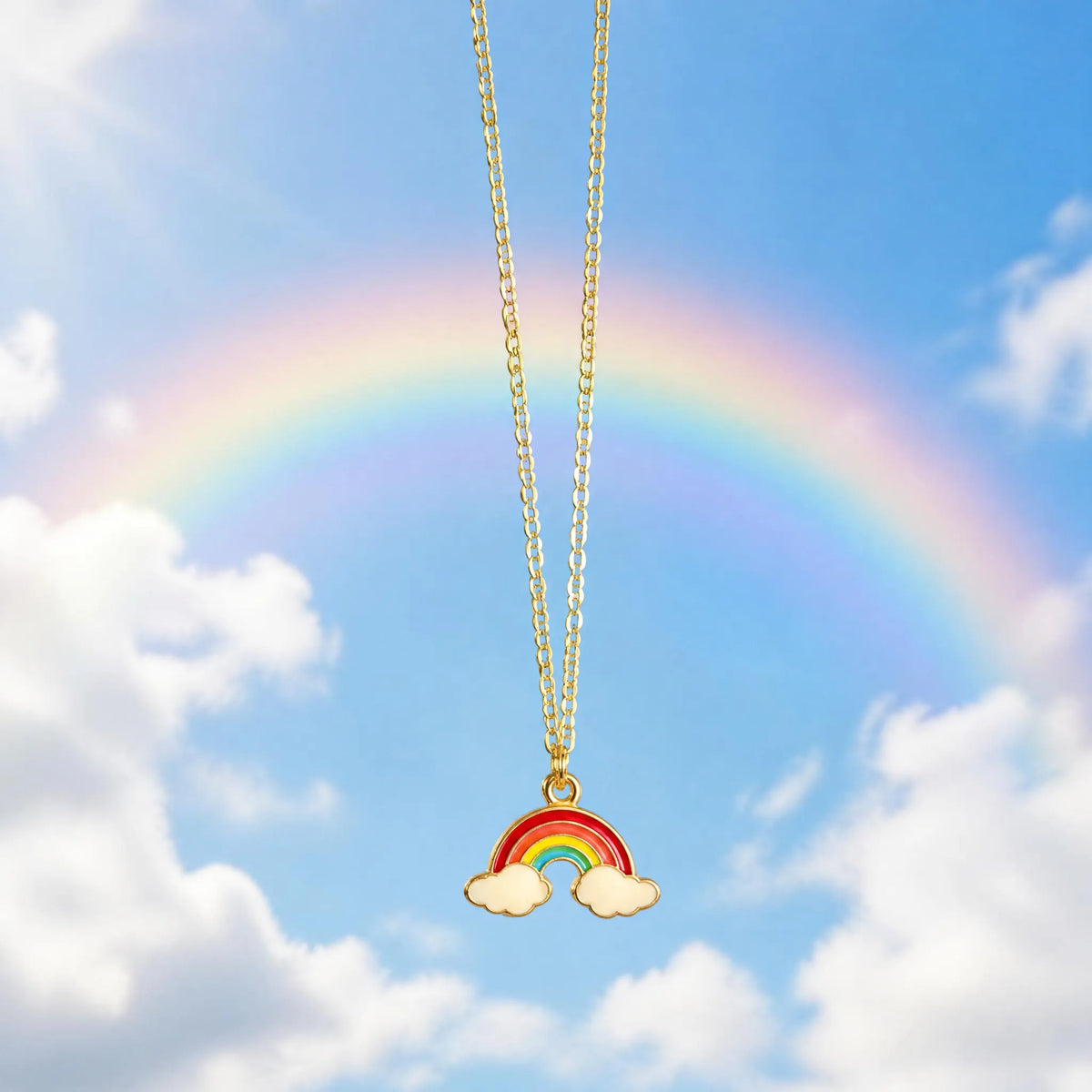 Vibrant Rainbow Cloud Pendant with Chain Necklace