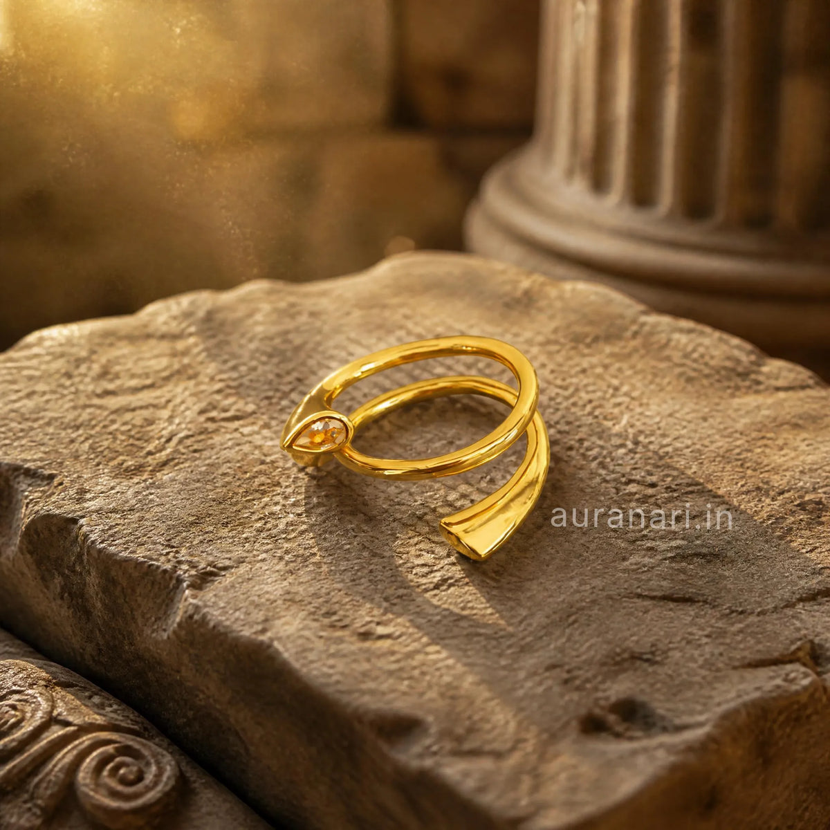 Dual Teardrop Wrap Ring (Free Size)