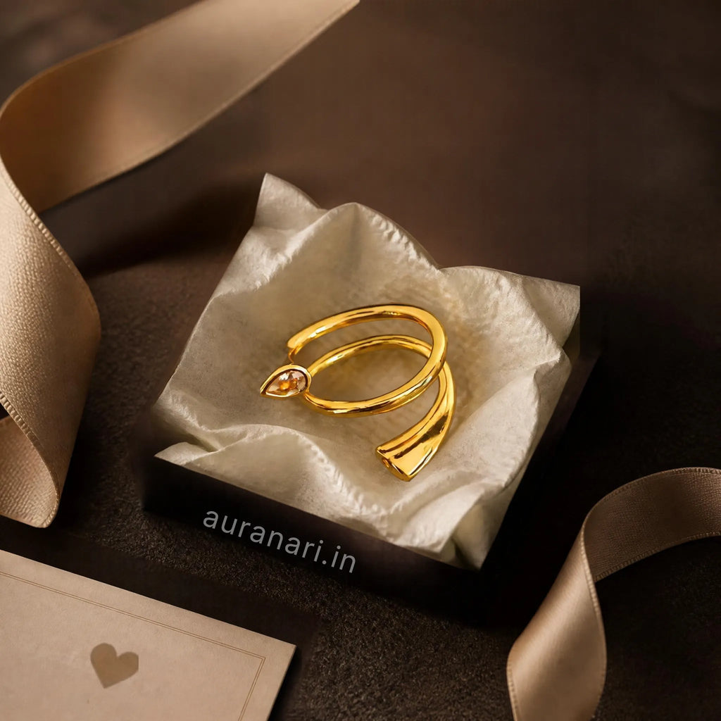 Dual Teardrop Wrap Ring (Free Size)