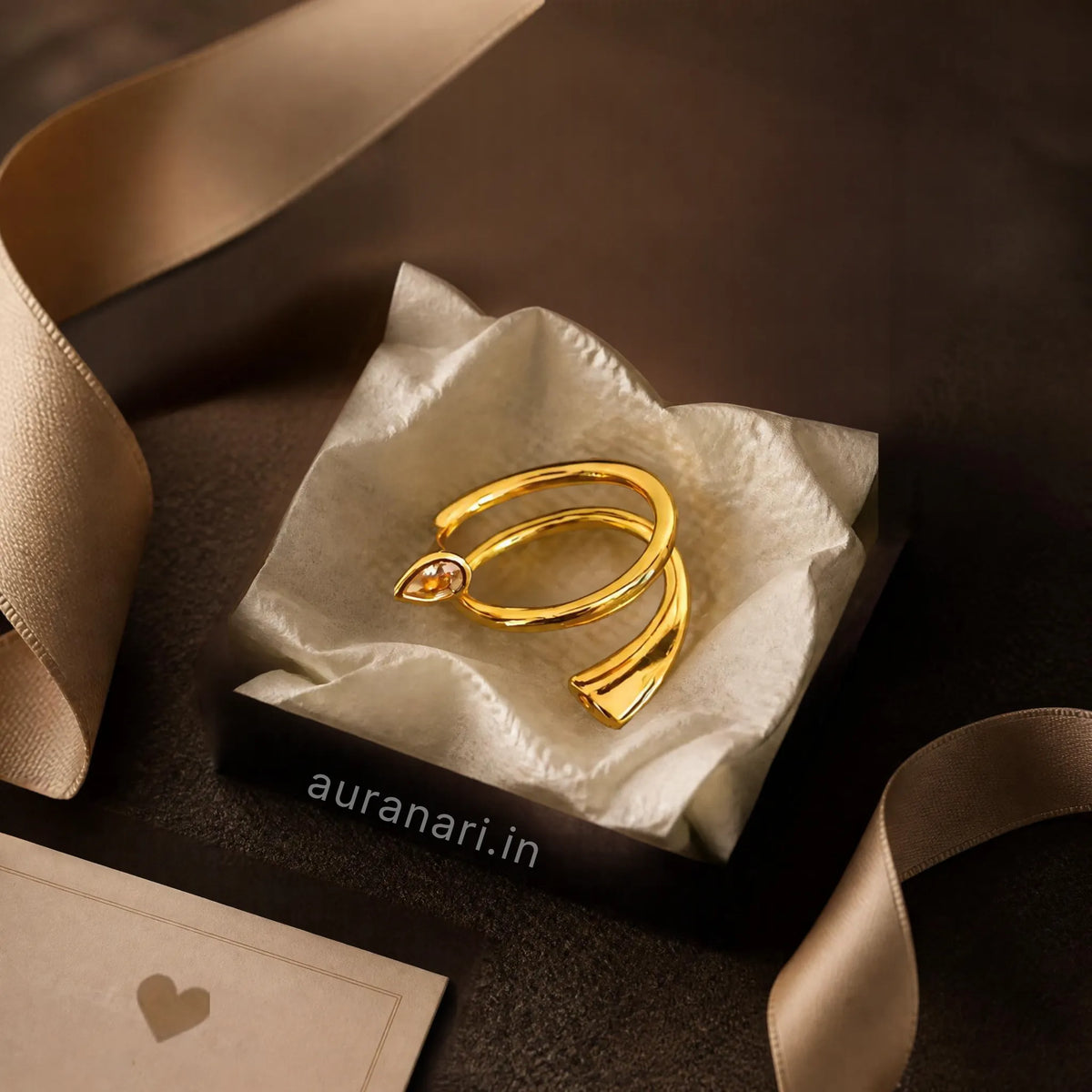 Dual Teardrop Wrap Ring (Free Size)