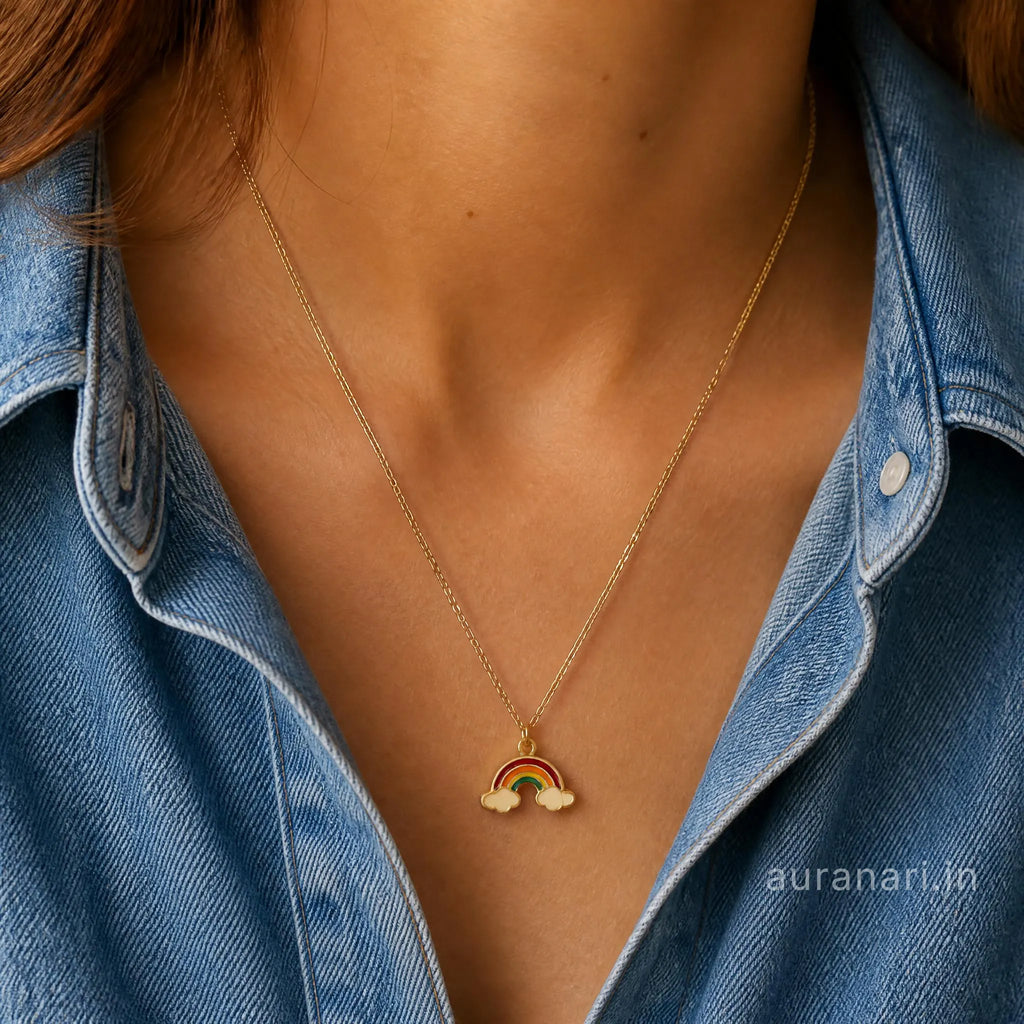 Vibrant Rainbow Cloud Pendant with Chain Necklace