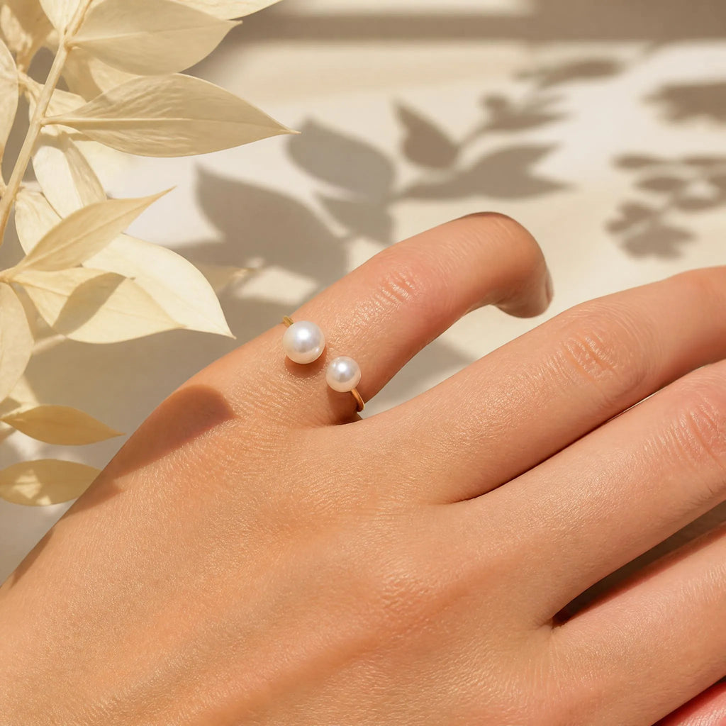 Dual Pearl Adjustable Ring
