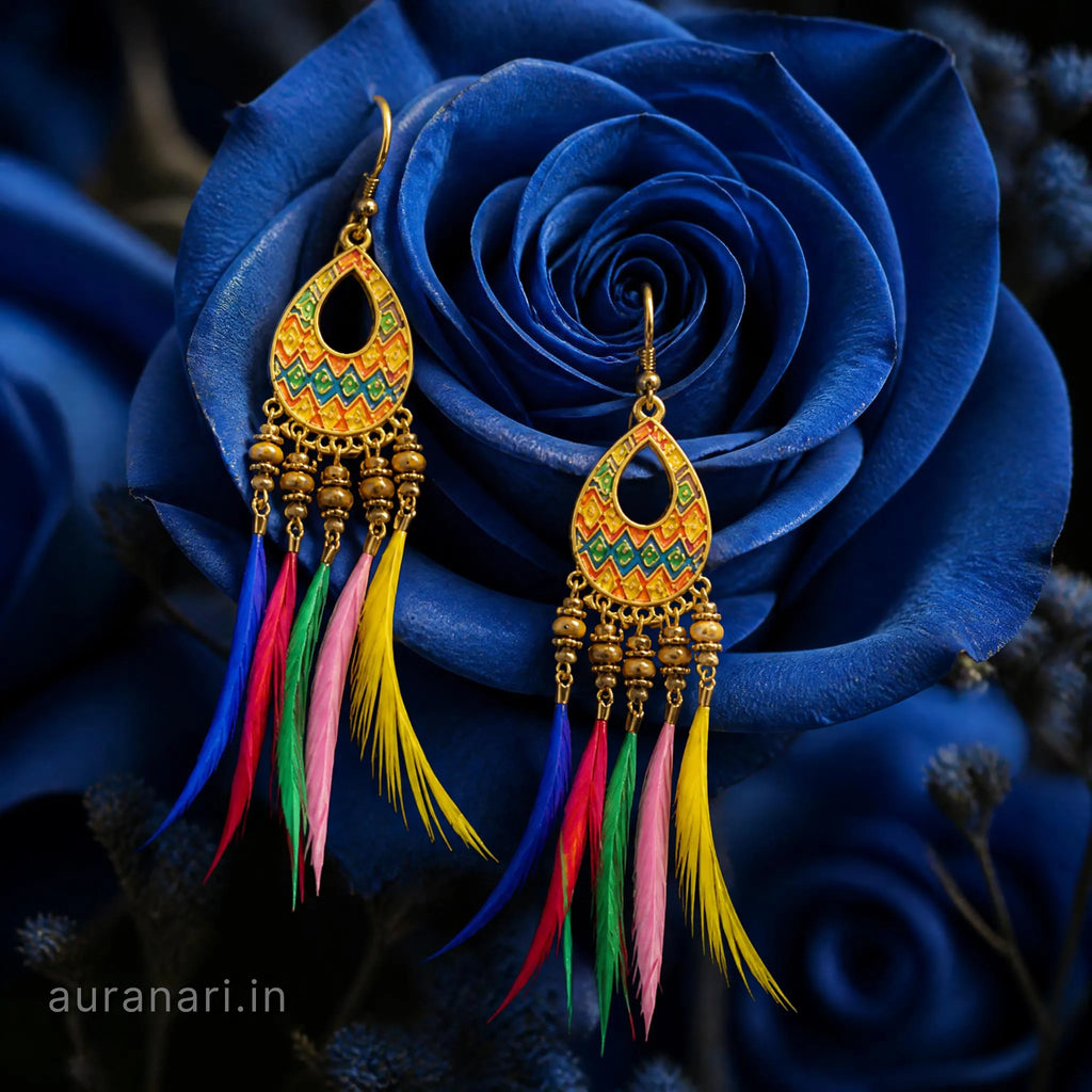 Tribal Geometric Dreamcatcher Dangler Earrings