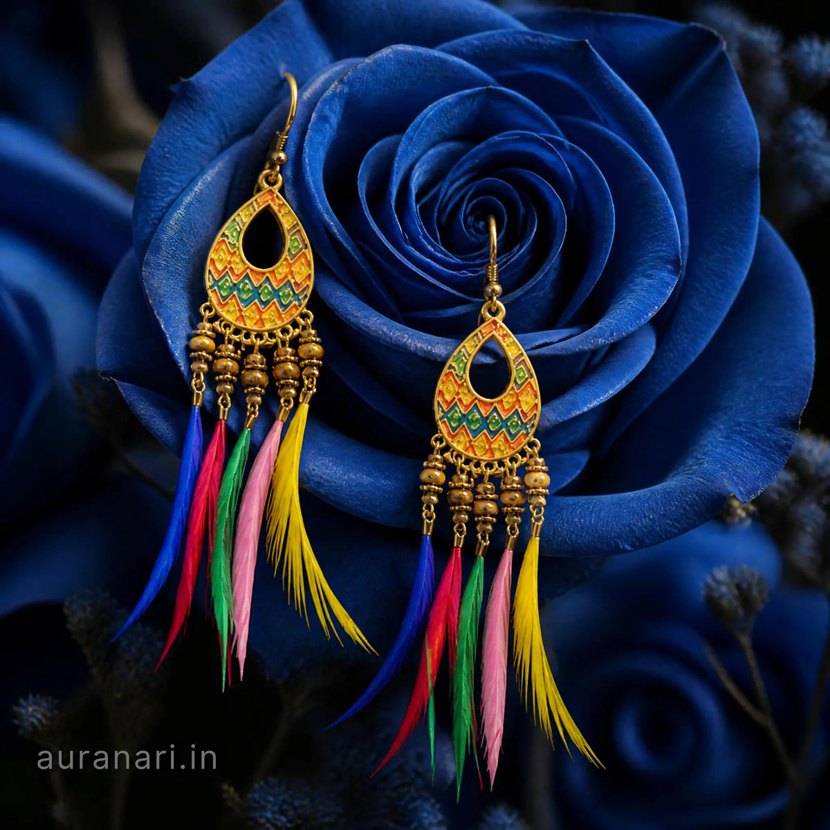 Tribal Geometric Dreamcatcher Dangler Earrings