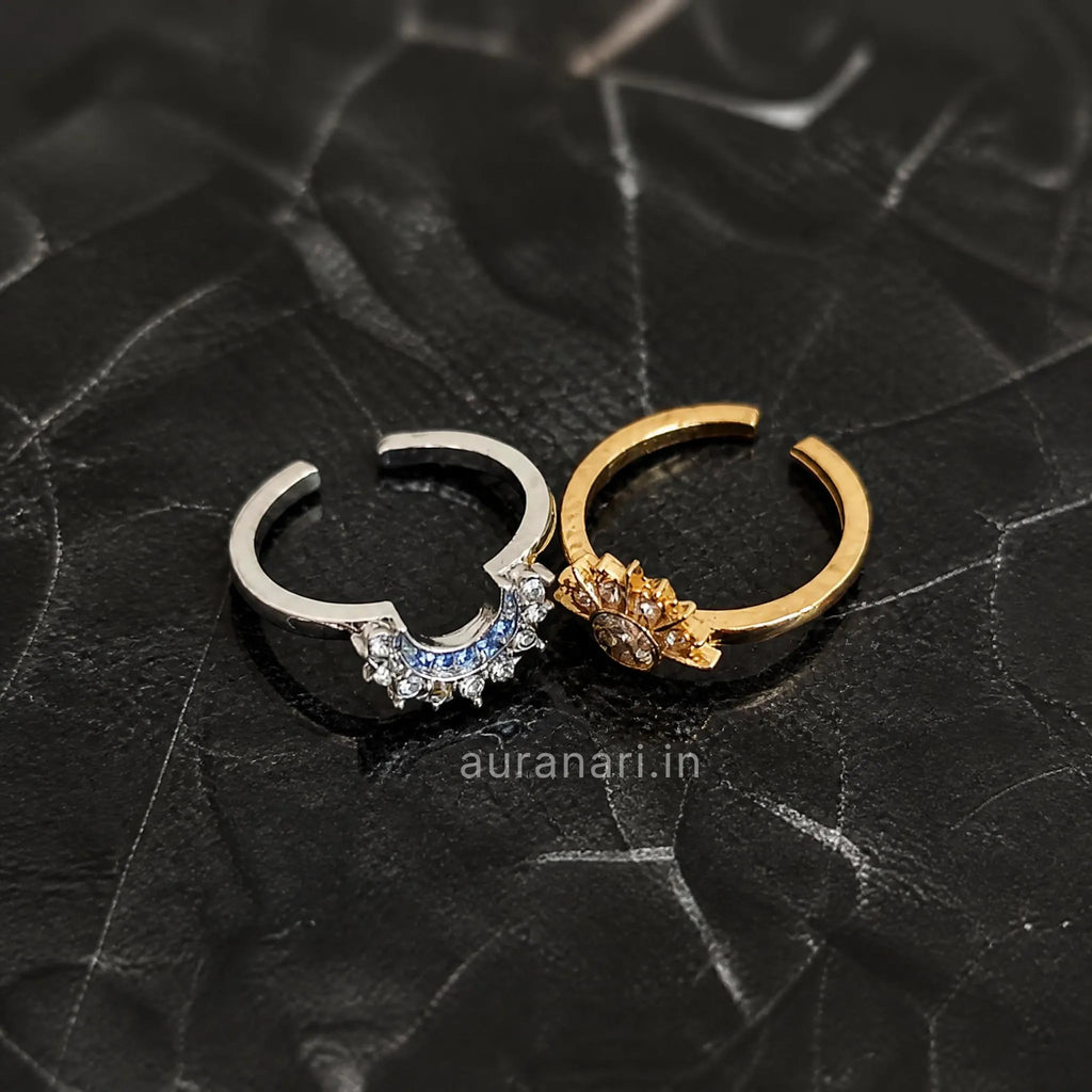 Sun & Moon Celestial Rustik Adjustable Rings (Free Size)