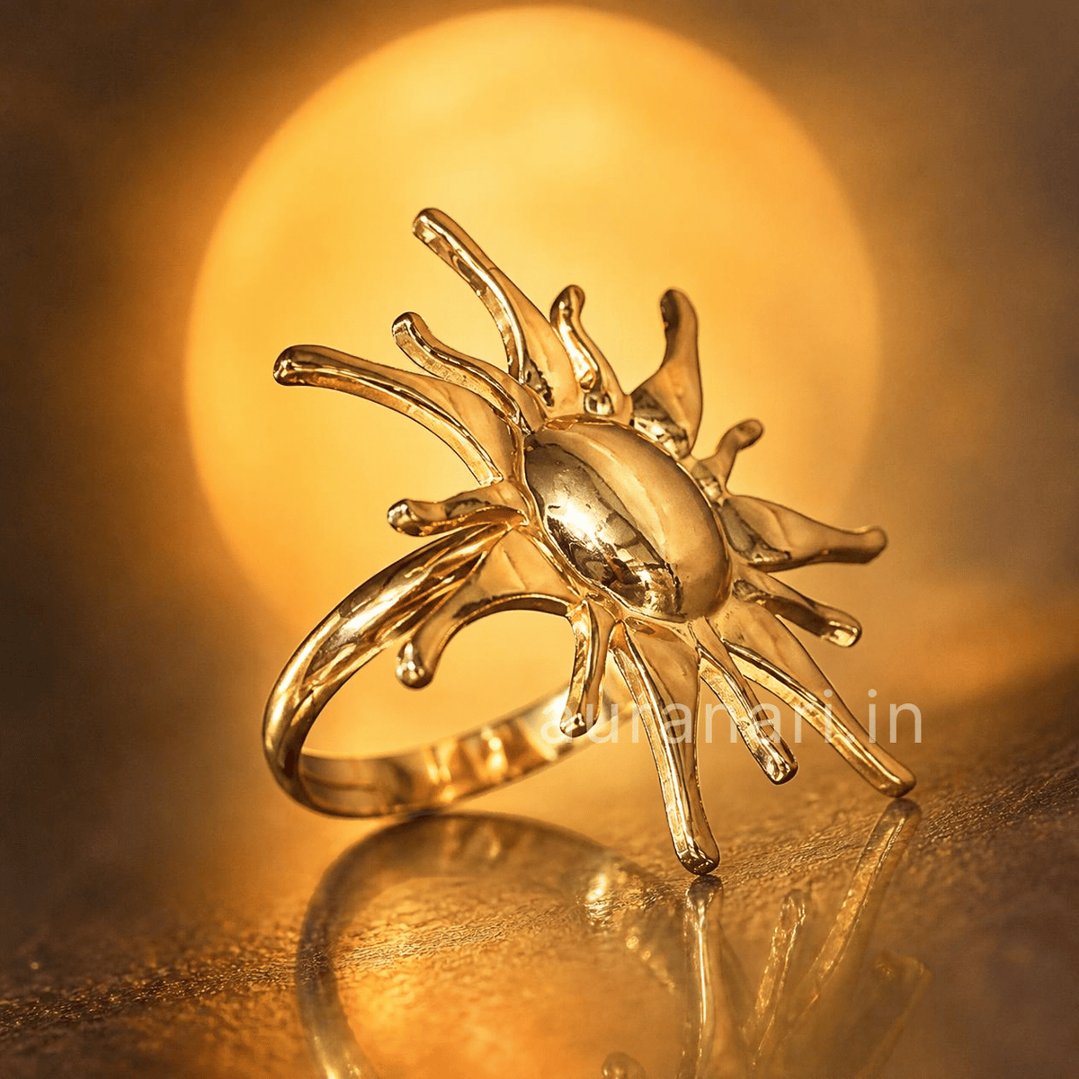 Abstract Celestial Sunburst Adjustable Ring