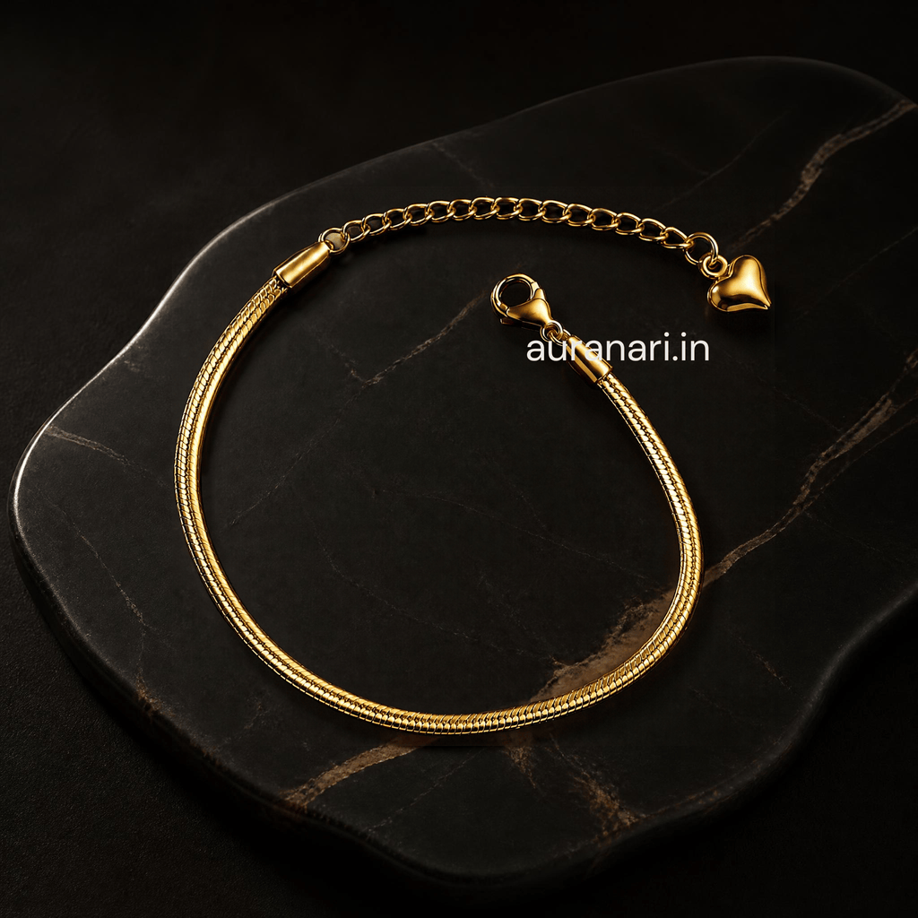 Classic Snake Skin Inspired Flat Chain Anti Tarnish Adjustable Bracelet
