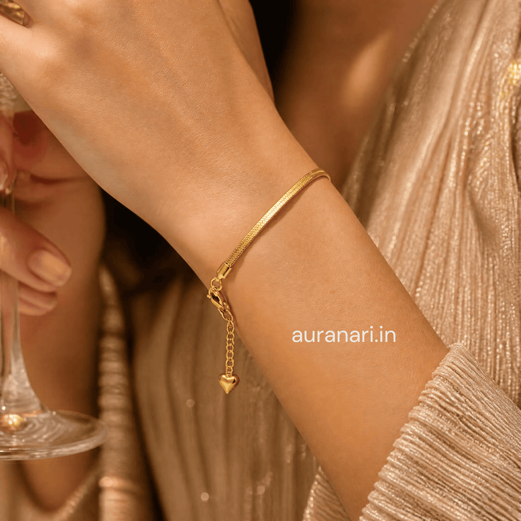 Classic Snake Skin Inspired Flat Chain Anti Tarnish Adjustable Bracelet