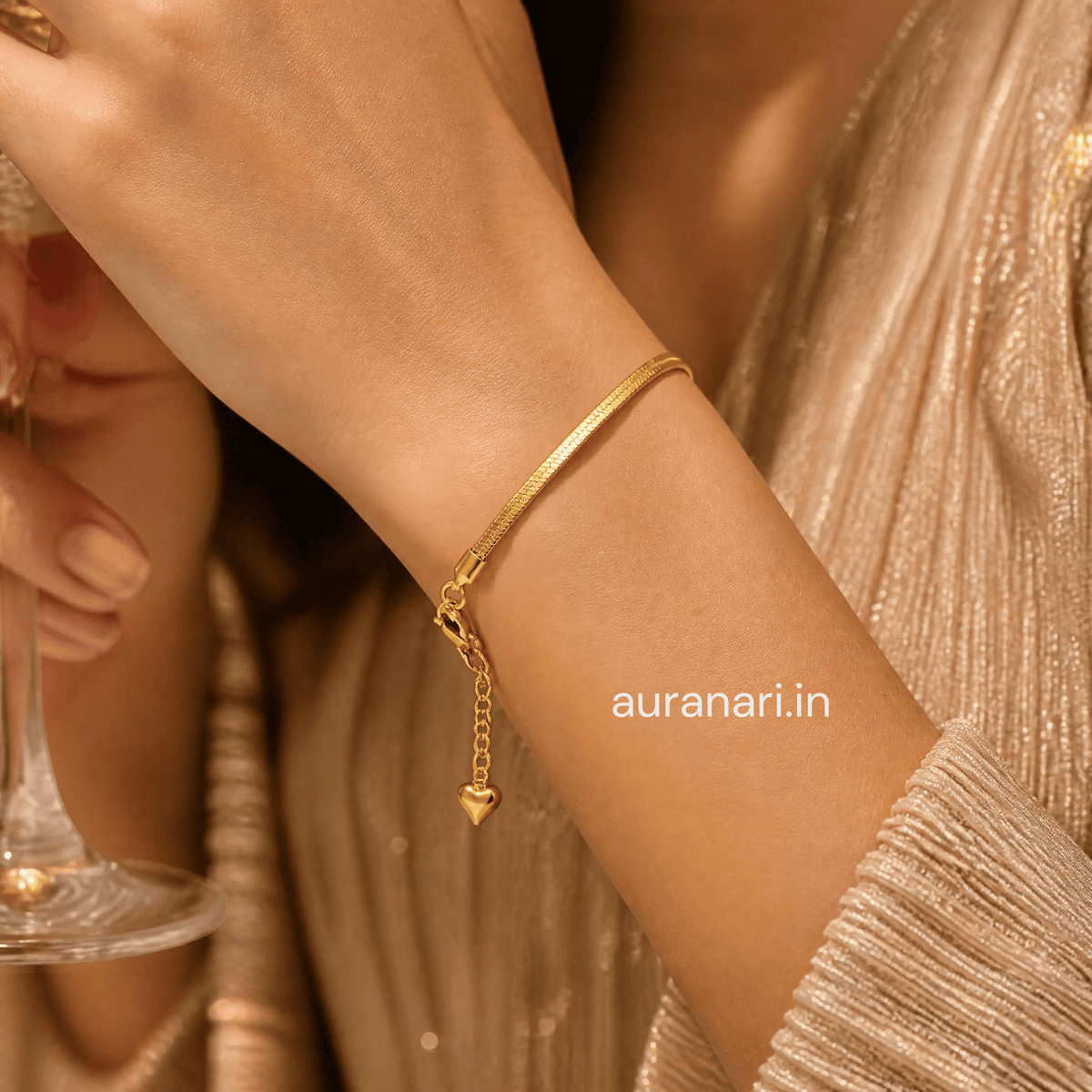 Classic Snake Skin Inspired Flat Chain Anti Tarnish Adjustable Bracelet