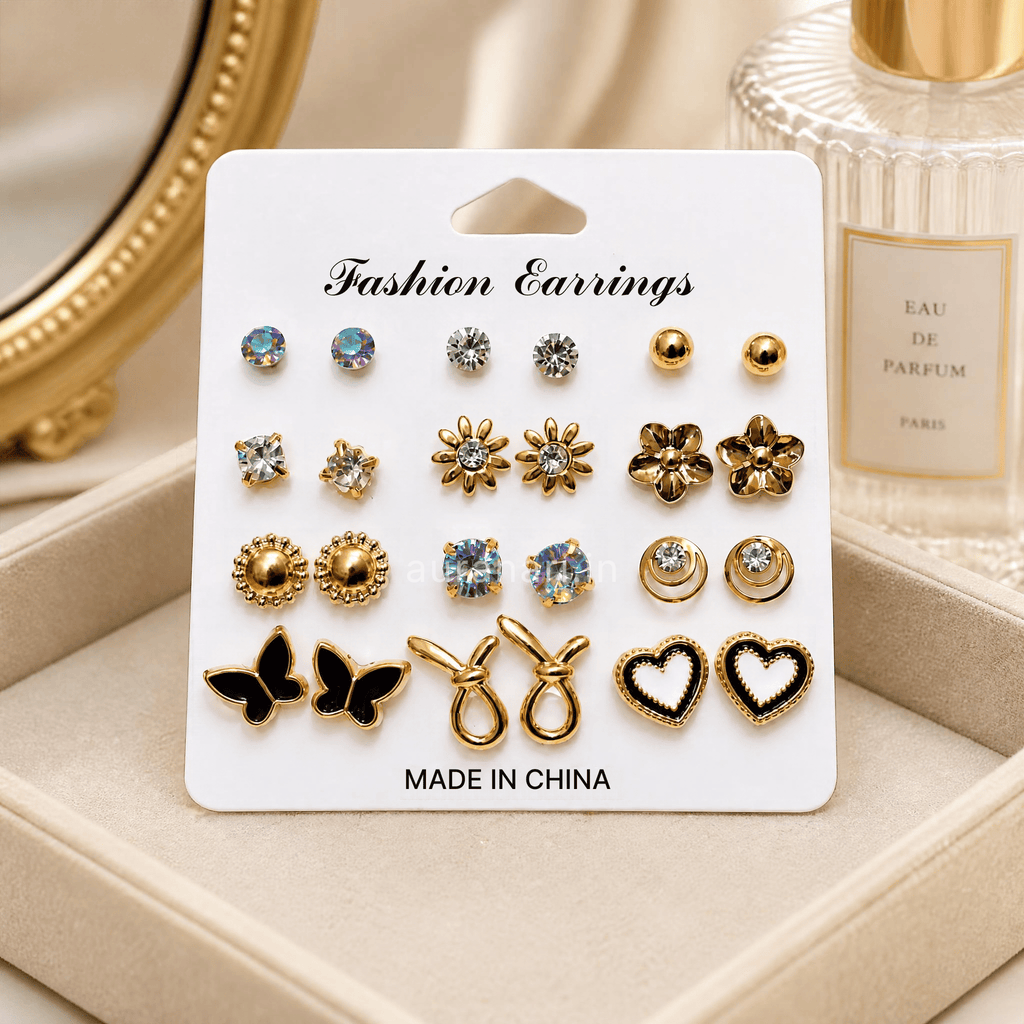 Cute and Trendy Multi-Shape Daily Wear Stud Earrings Combo