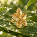Textured Plumeria Flower Statement Adjustable Ring